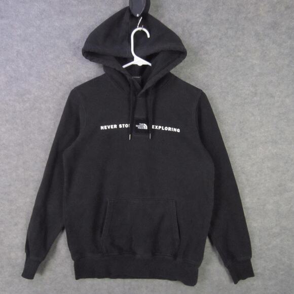 The North Face Hoodie Womens Small Black Never Stop Exploring Pullover Graphic - Picture 1 of 8